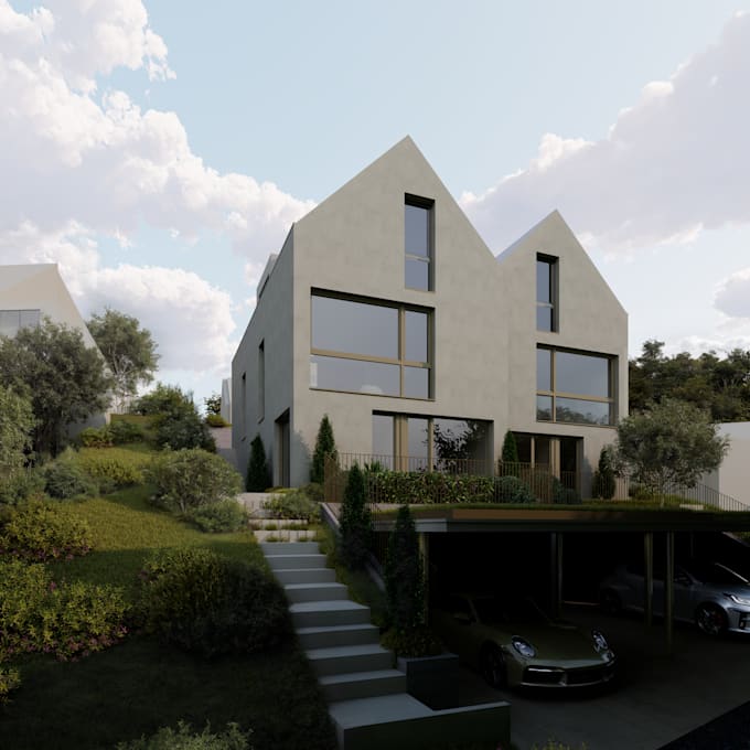 create a realistic 3d rendering architecture