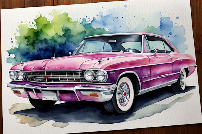 custom a watercolor car design