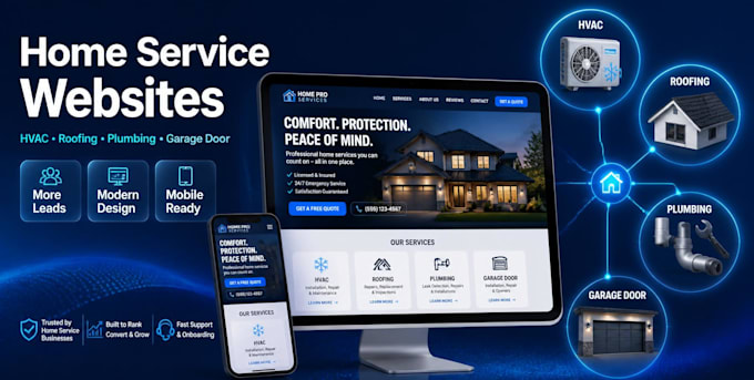build website for hvac, roofing, plumbing and garage door