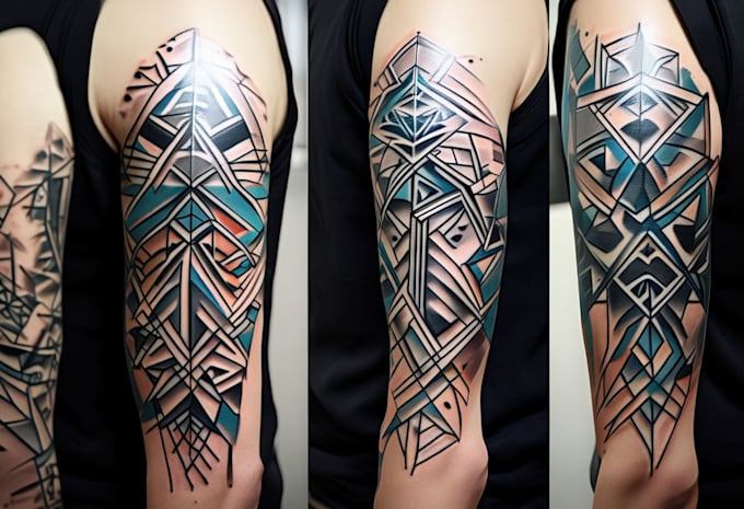 create sleeve tattoo design in geometric style