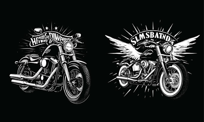 do hand drawn biker motorcycle vintage logo