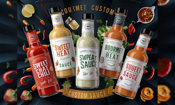 do label, logo for sauce, spice, jar, food, dips, pickle, salsa, bbq, rub, meat