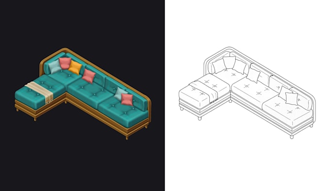 make 2d isometric props, objects and icon for mobile game