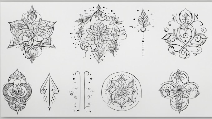 create small, minimalistic, ornamental fine line tattoo