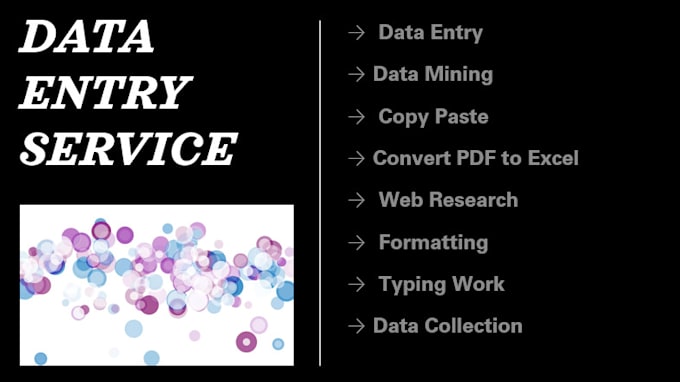do data entry, web research, copy paste, formatting and PDF to excel conversion