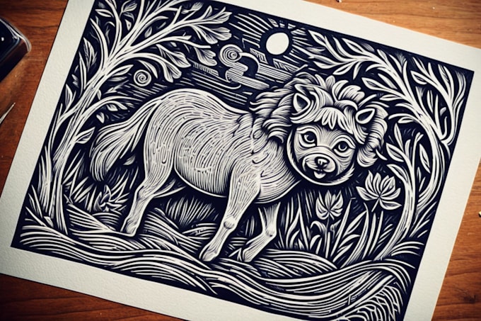 do linocut carving prints style illustration