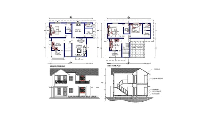 Stamp and draw architectural plan house plan with autocad 2d floor plan ...