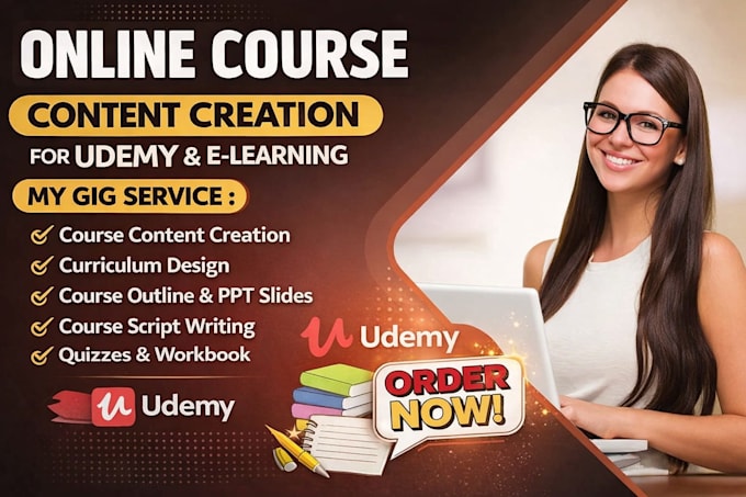 create online course content curriculum slides course script for udemy elearning