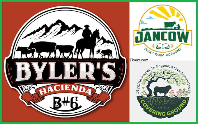 create a unique eye catching agriculture cow bull farm logo design