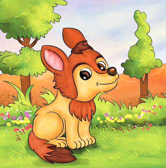 draw children story book illustration and children story book illustration