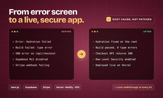 fix bugs in your nextjs, lovable, bolt or cursor app and deploy it