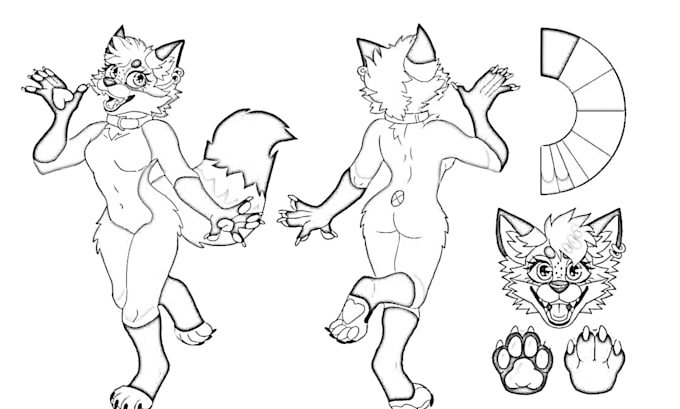 draw nsfw furry art, reference sheet character design fursona ref sheet oc