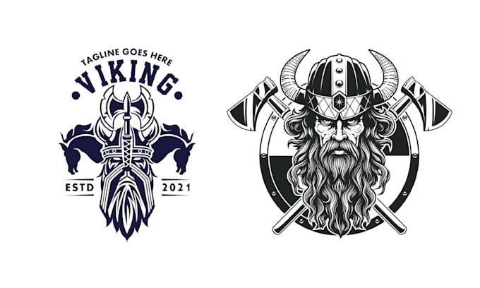 make vintage custom warrior viking head logo