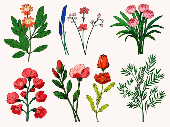draw botanical illustrations, flowers and plants