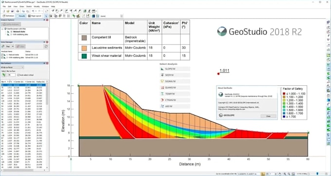 simulation of geological slope stability