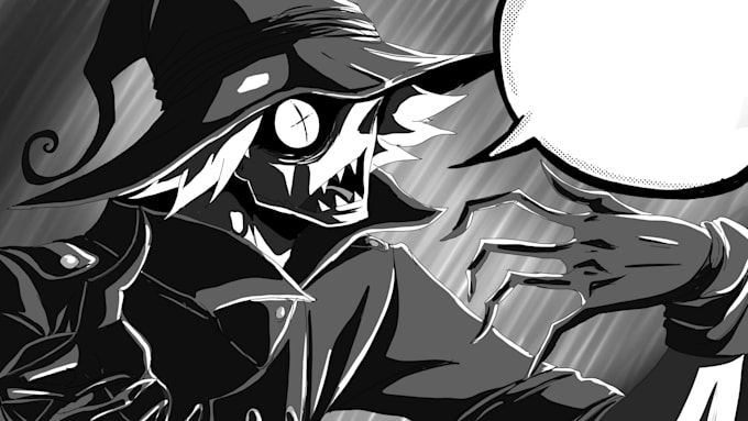 create dark manga or comic book illustration