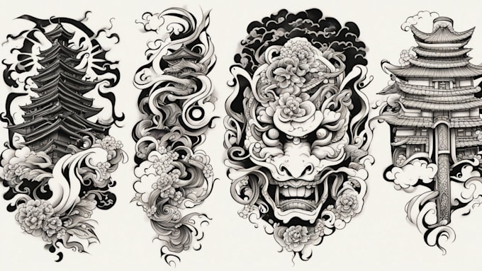 draw a japanese unique tattoo design