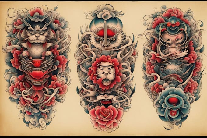 create tattoo japanese old school design