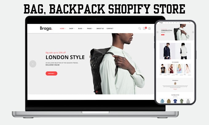 build backpack shopify store handbag website travel accessories bag pack website