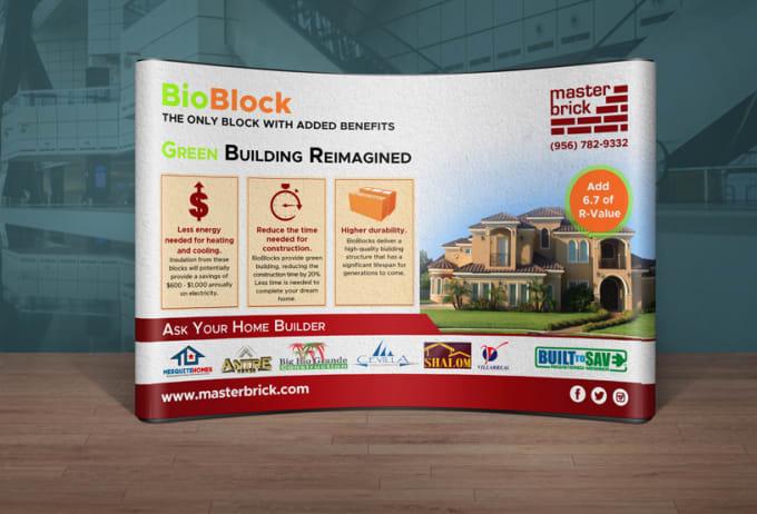 design tradeshow backdrop or counter banner or rollup banner