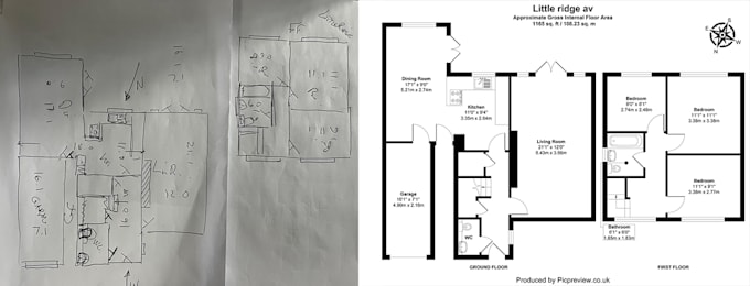 professional floor plan redrawing for real estate listings