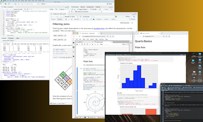 r, rstudio, rmarkdown, quarto, r notebook, shiny app, ggplot projects