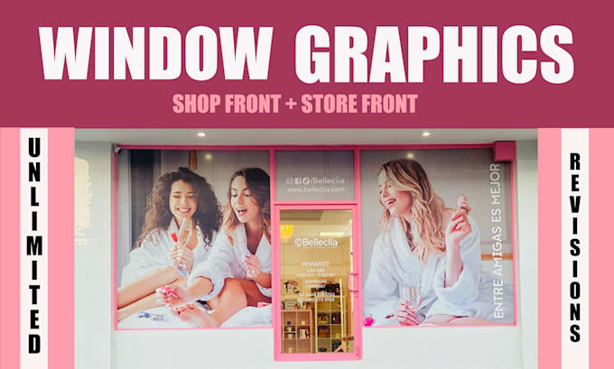 design shopfront, storefront, window graphics signage design