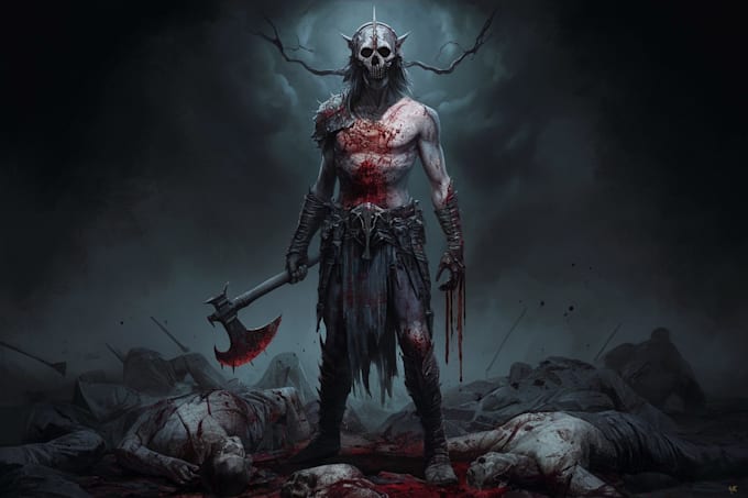create dark art, horror or skull artworks illustration