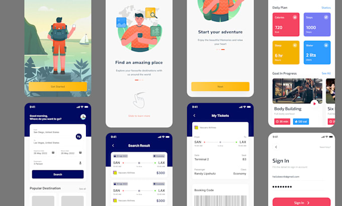 do mobile app ui ux wireframe, mockup and prototype in figma
