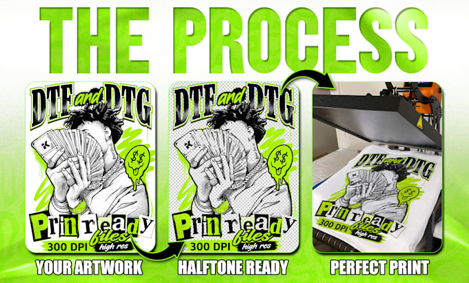 create halftone dtf dtg print ready files for t shirt