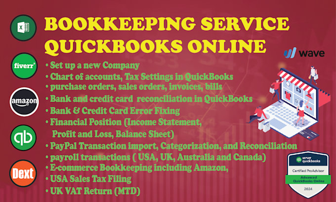 do clean up, catch up, payroll, reconciliation using quickbooks