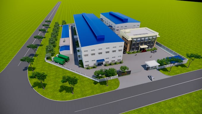 design 2d, 3d model for the factory industrial, workshop, warehouse industrial