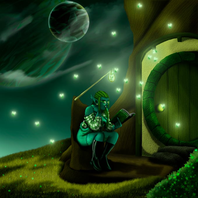 illustrate your oc in my full rendered style