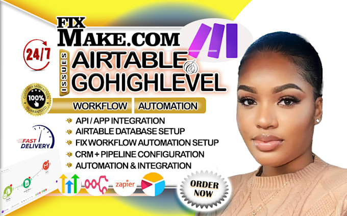 setup make com automation airtable gohighlevel zapier fix n8n make com scenarios