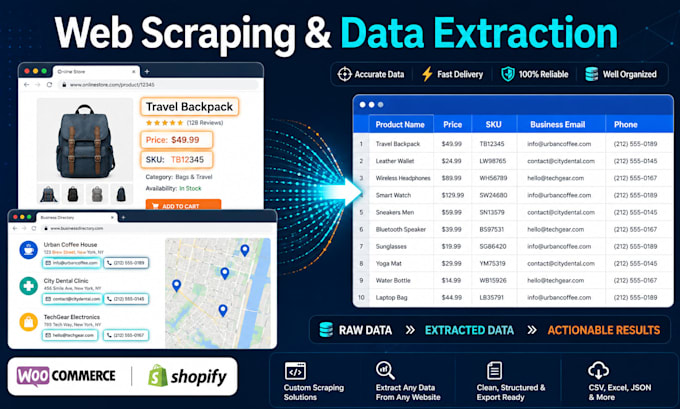 do web scraping from any website, business data extraction, web scraper
