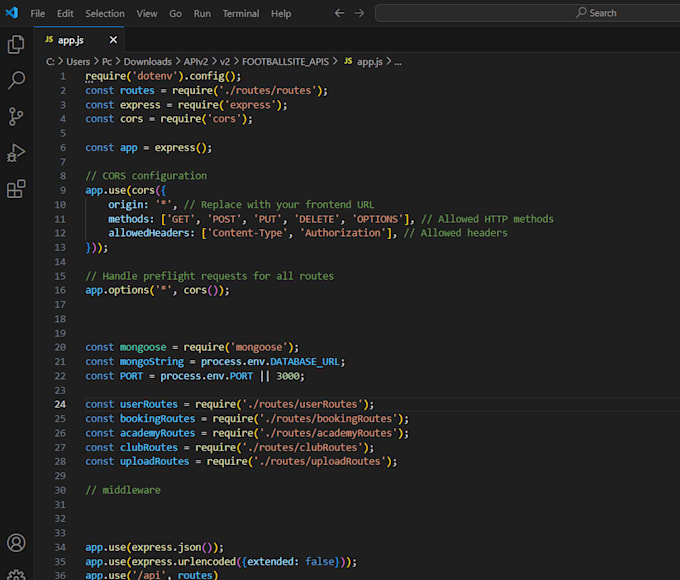 do node js apis backend, custom CRM and website developement