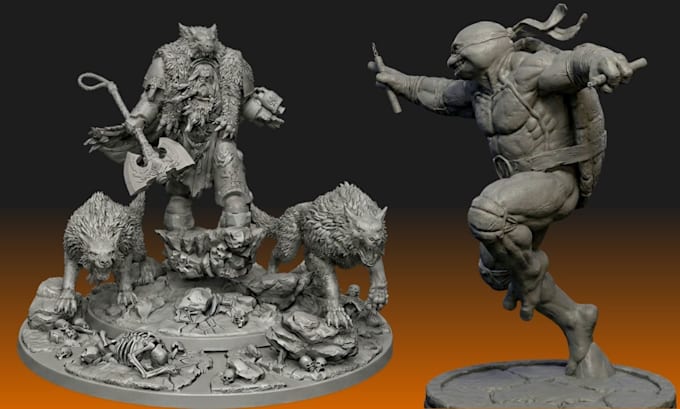 sculpt 3d character modeling, figurine, warhammer 40k, tabletop, for 3d printing