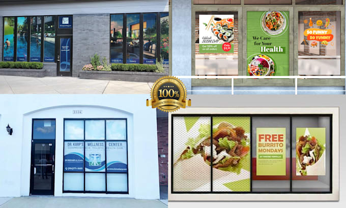 design creative storefront, shopfront window graphic designs, stickers designs