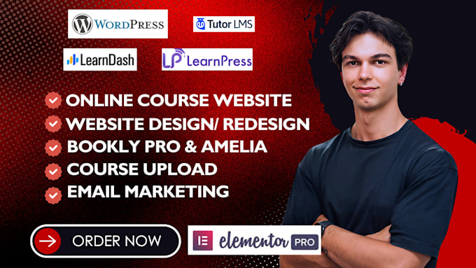 design wordpress book author course upload tutor lms learndash blog ngo website