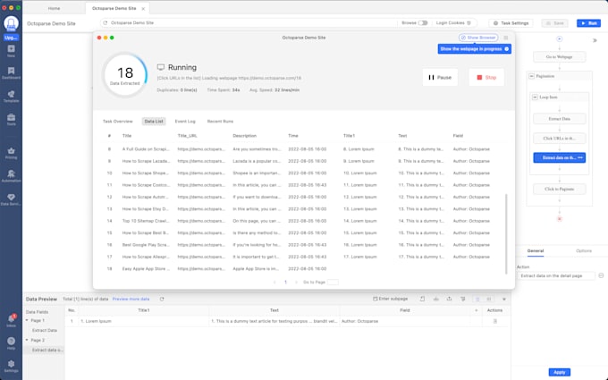 web scraping of any website using octoparse