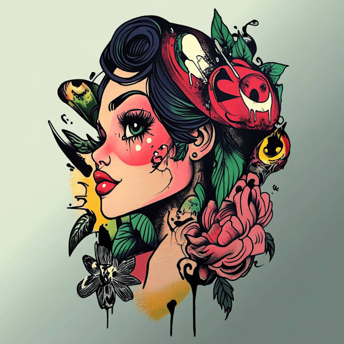 create unique cartoony tattoo design for you