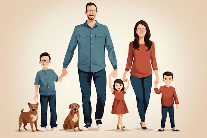 draw a vector art family portrait