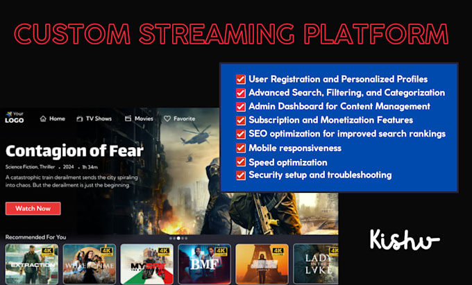 build a professional cinema streaming website with advanced features