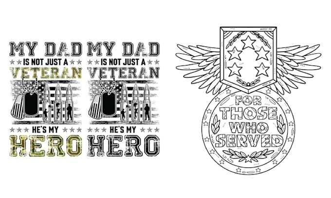 do retro t shirt army veteran vector logo design