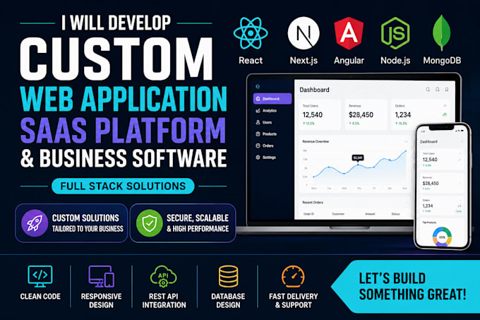 develop custom web application, saas platform and business software