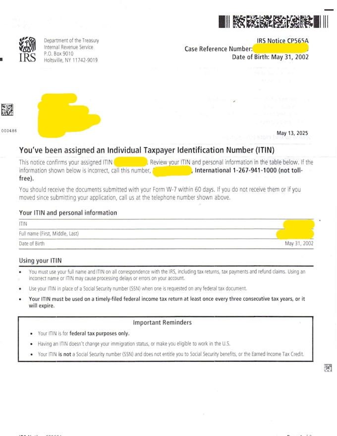 help to get your itin individual taxpayer number
