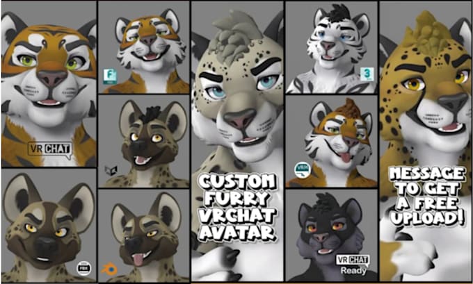 Custom 3d vrchat, furry nsfw rig, vr character unity, vrchat vrc avatar ...