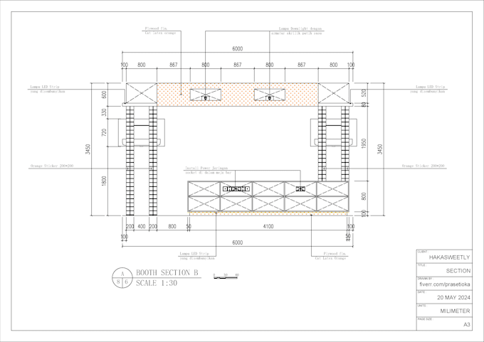 draw section of office, home, restaurant or any in pdf dwg
