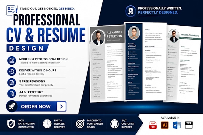 deliver a professional resume or CV within 10 hours