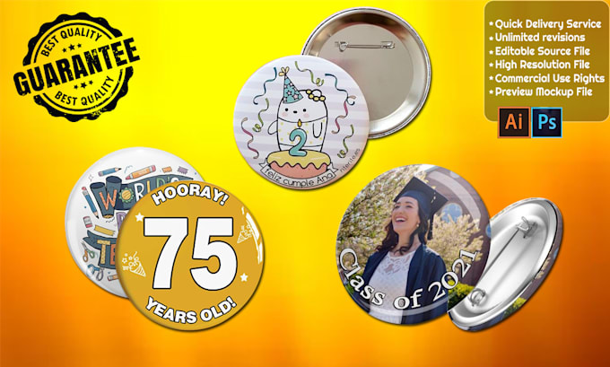 design any coaster , pin buttons